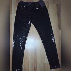 Material Girl Black Sequin Leggings Juniors Size M